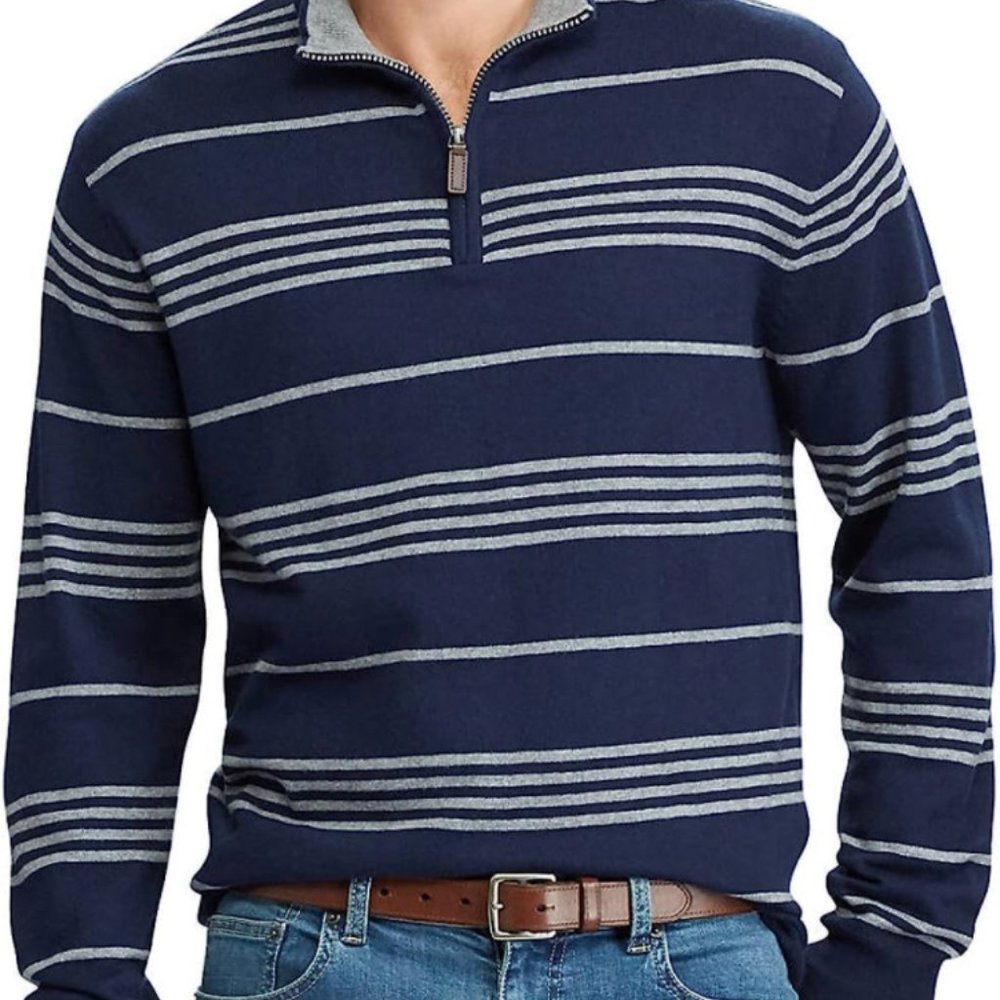 Vintage 90's Chaps by Ralph Lauren navy blue and gray knit sweater XXL *w156